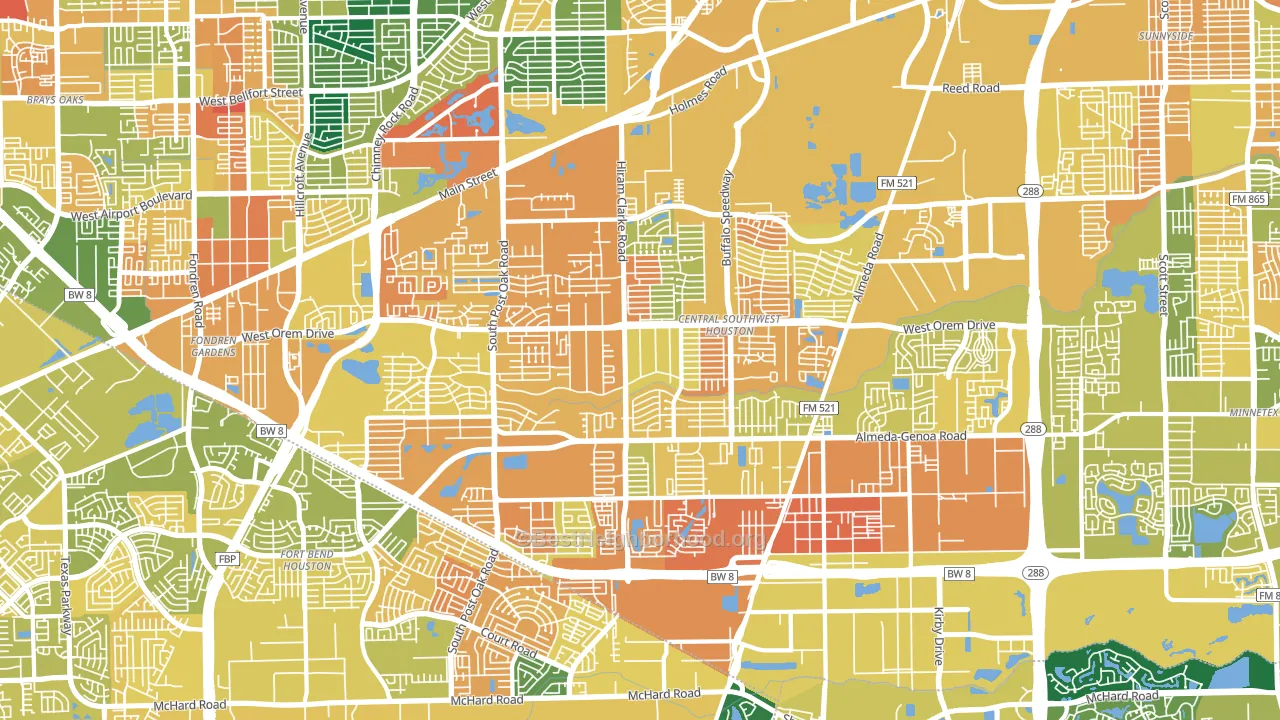 Central Southwest, Houston, TX block-group voter-turnout map