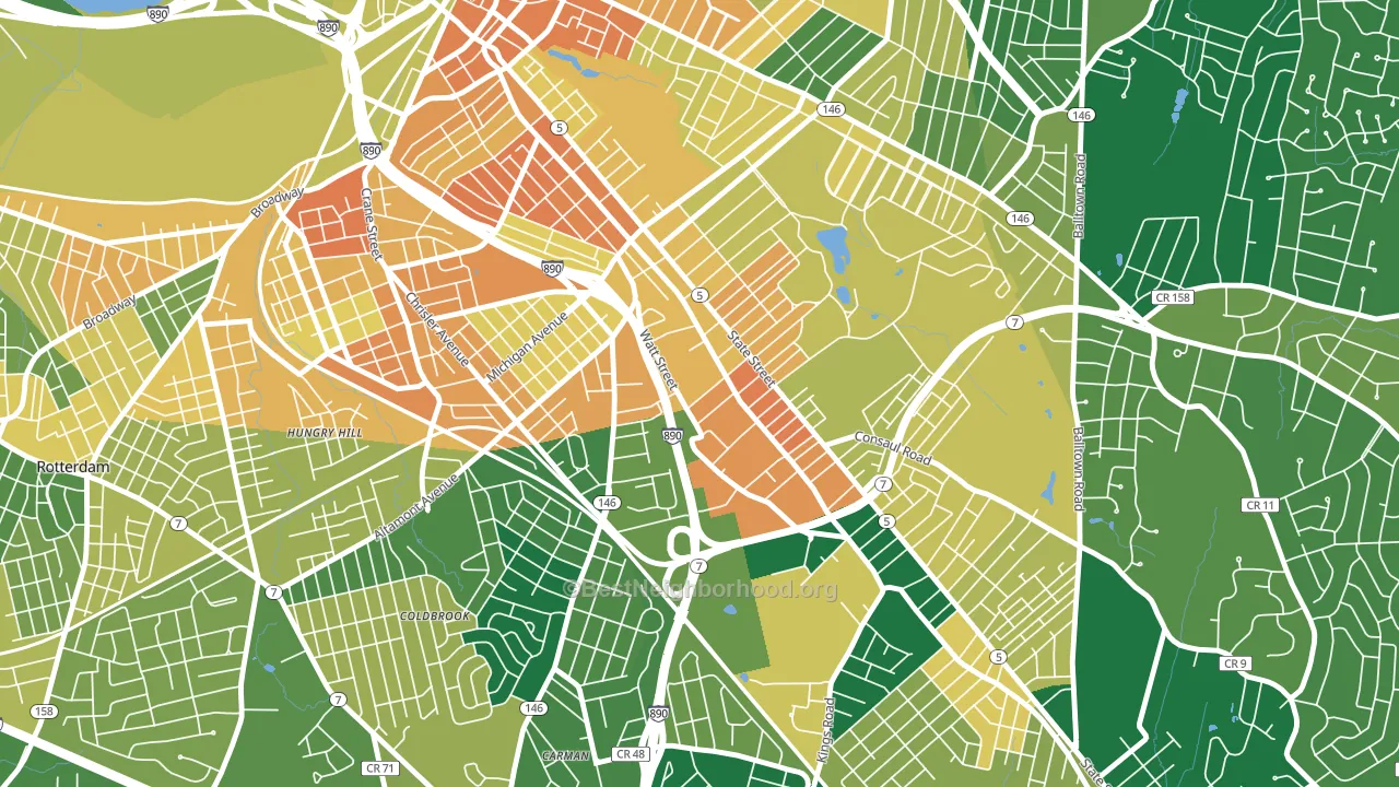 Central State, Schenectady, NY block-group voter-turnout map
