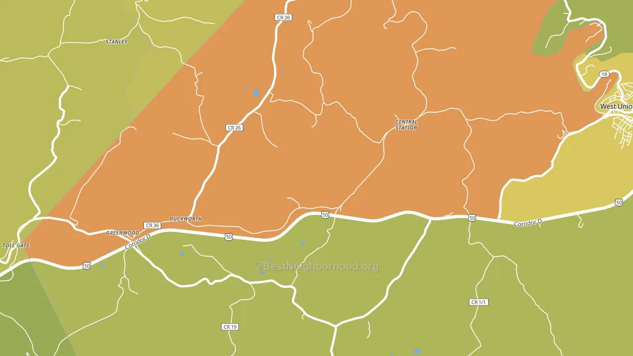 Central Station, WV block-group voter-turnout map