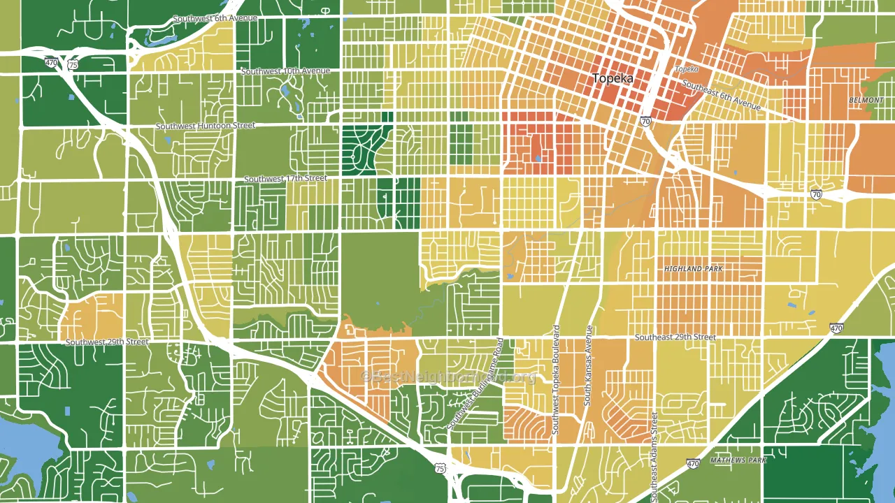 Central Topeka 2, Topeka, KS block-group voter-turnout map