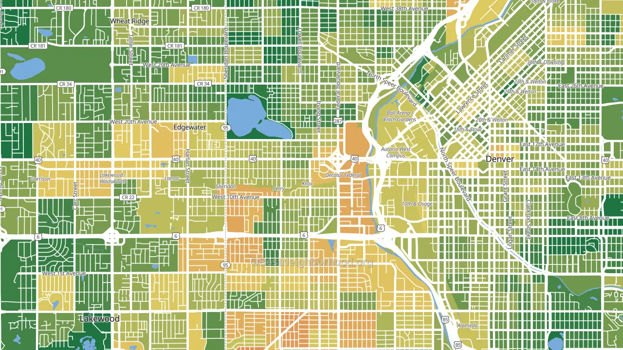 Central West Denver, Denver, CO block-group voter-turnout map