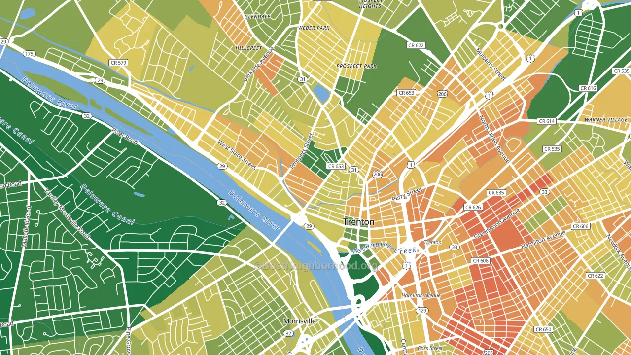 Central West, Trenton, NJ block-group voter-turnout map