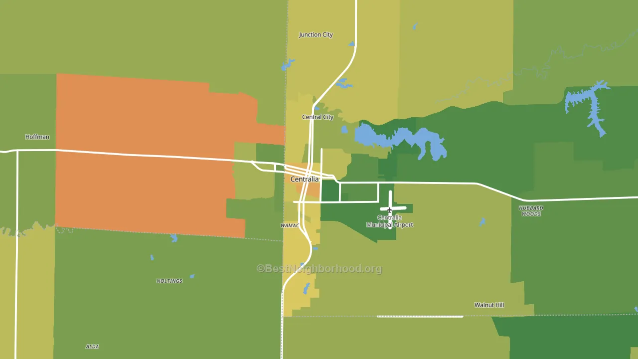 Centralia, IL block-group voter-turnout map