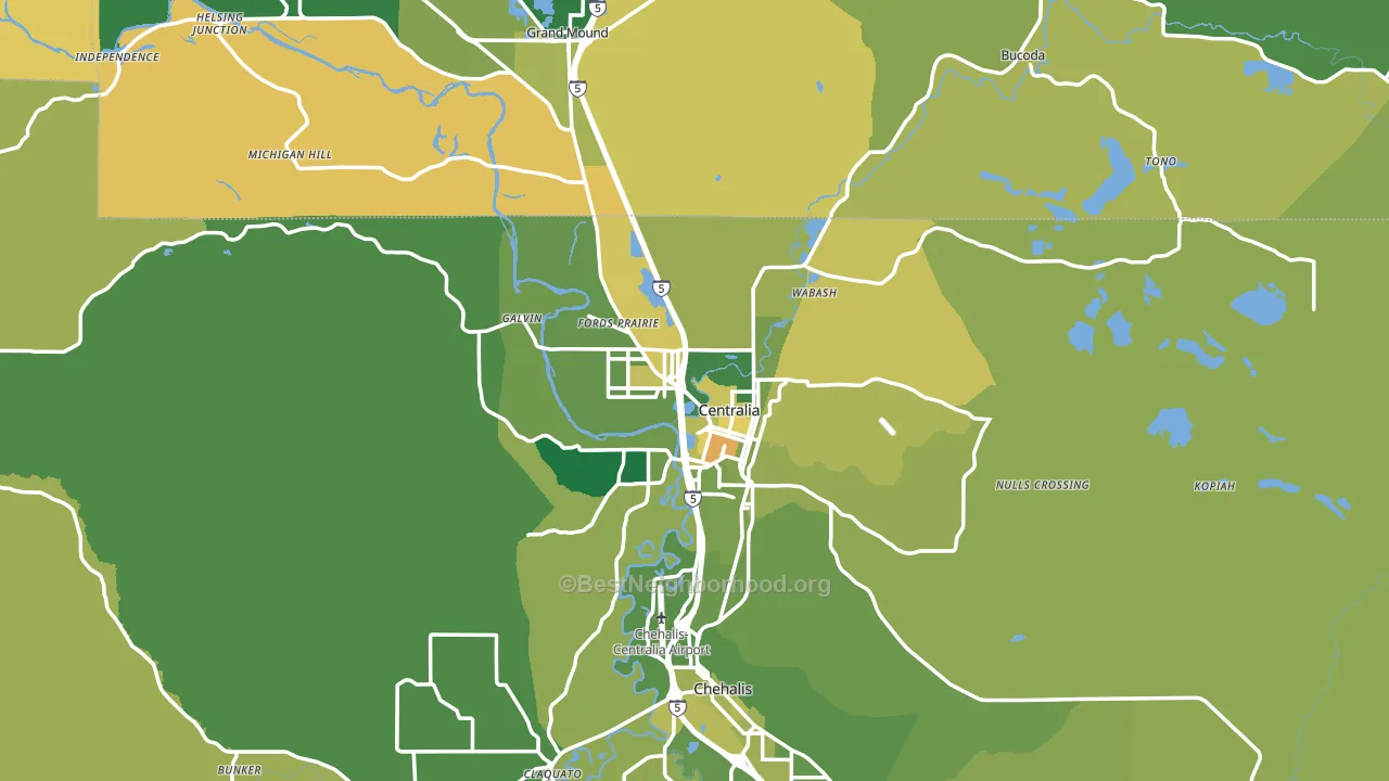 Centralia, WA block-group voter-turnout map
