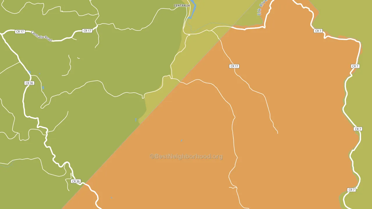 Centralia, WV block-group voter-turnout map