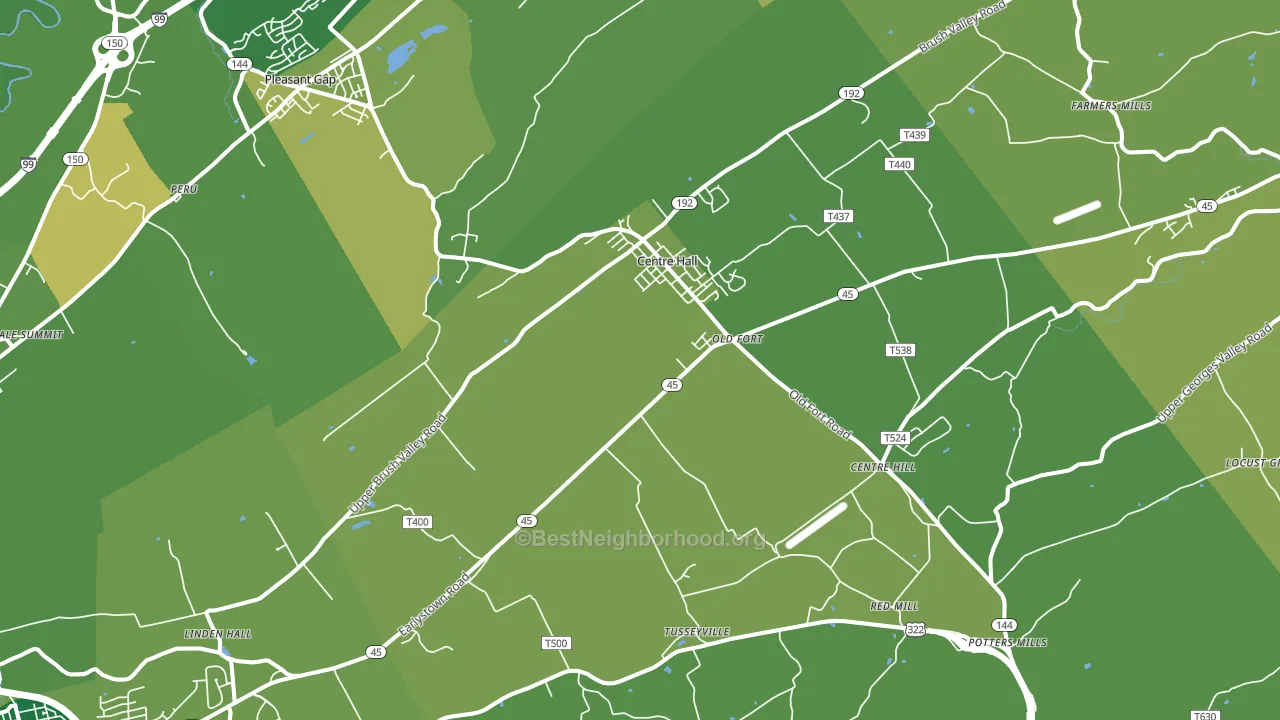 Centre Hall, PA block-group voter-turnout map