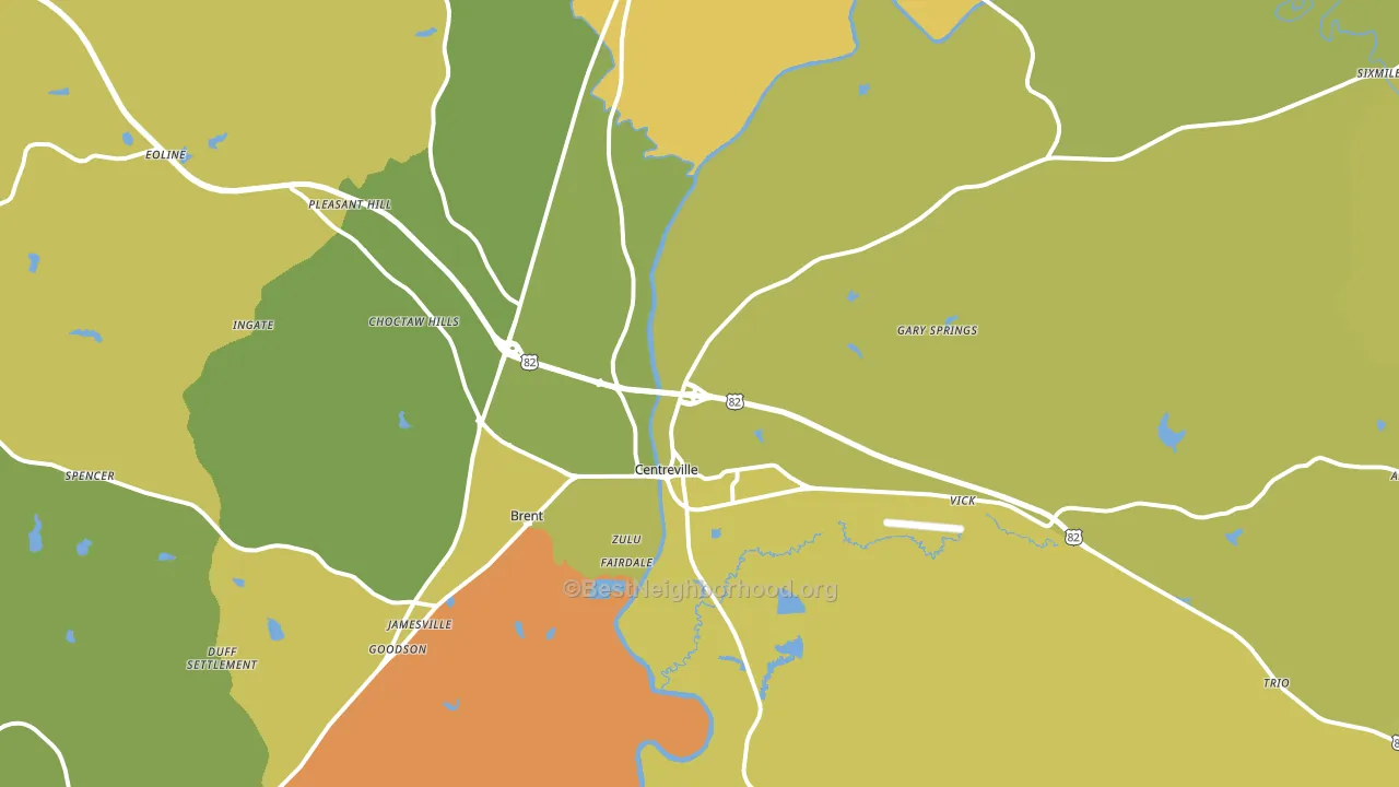 Centreville, AL block-group voter-turnout map