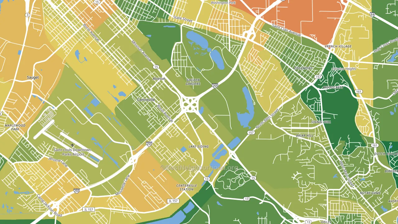 Centreville, IL block-group voter-turnout map