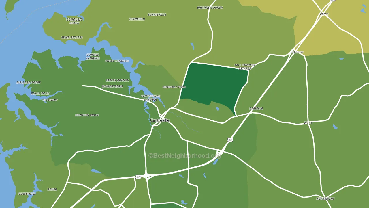 Centreville, MD block-group voter-turnout map