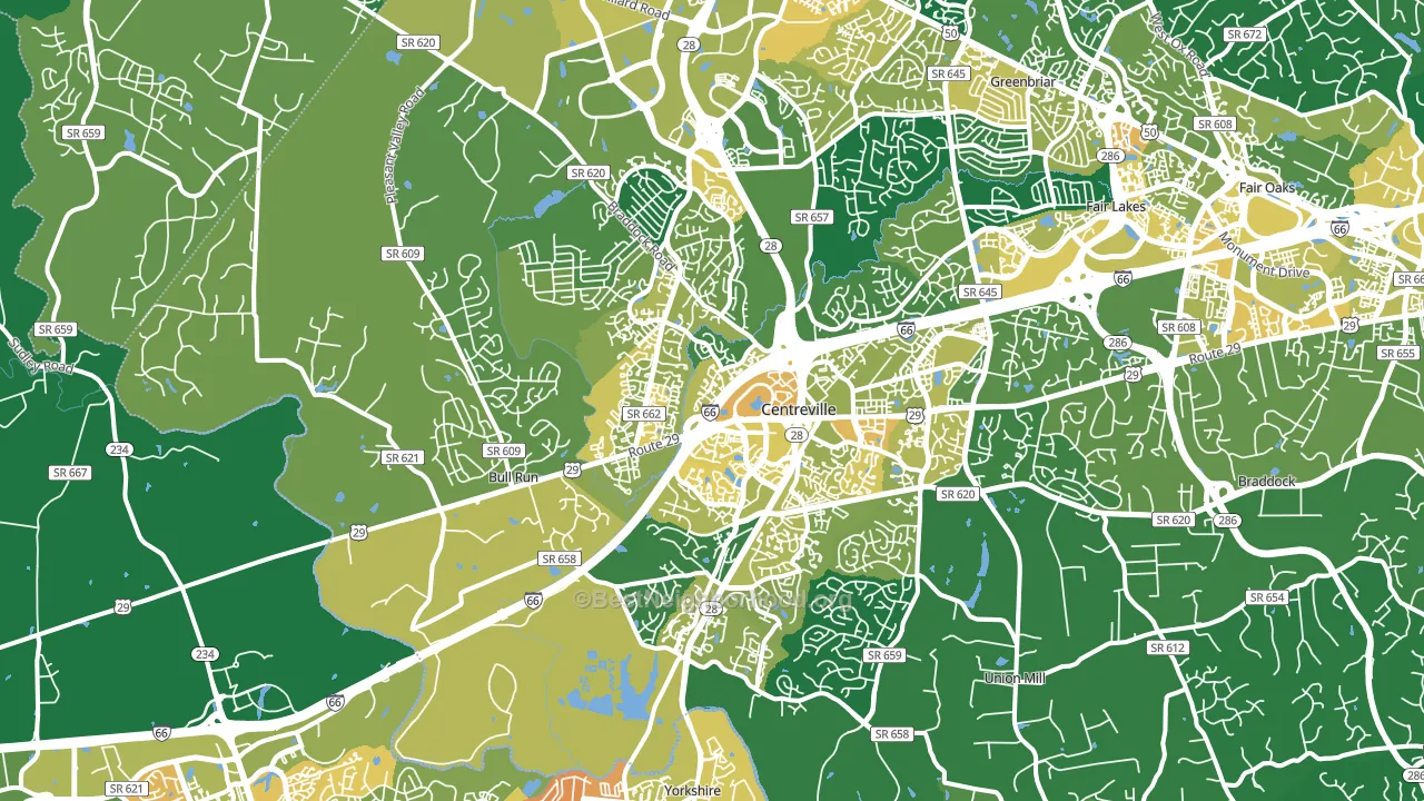 Centreville, VA block-group voter-turnout map