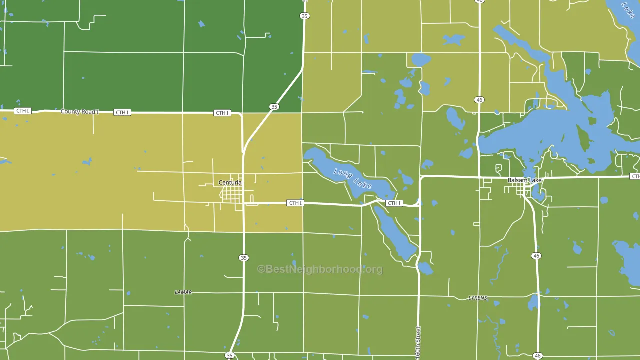 Centuria, WI block-group voter-turnout map