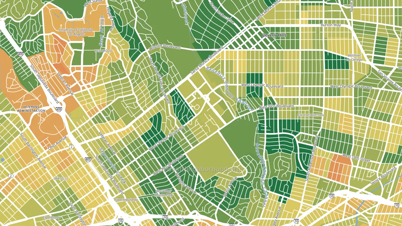 Century City, Los Angeles, CA block-group voter-turnout map