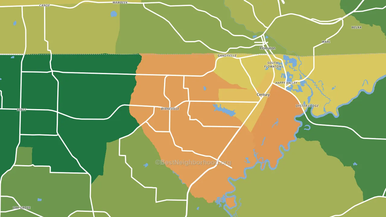 Century, FL block-group voter-turnout map