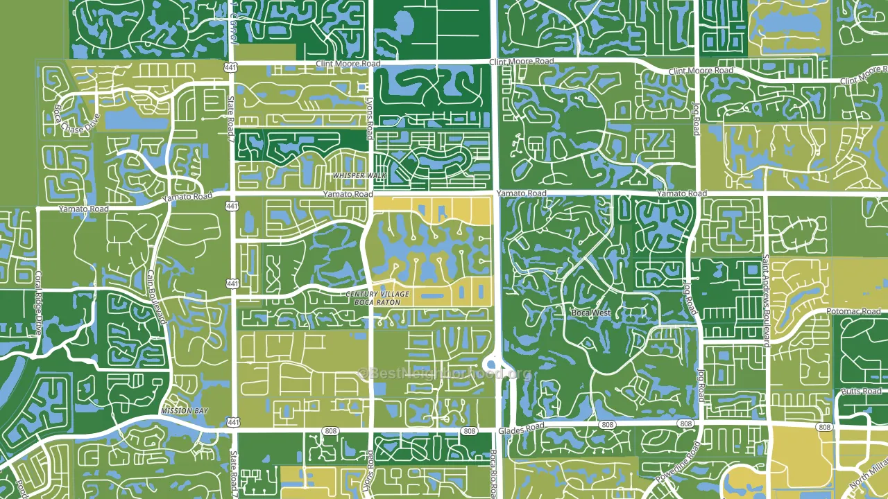 Century Village West, Boca Raton, FL block-group voter-turnout map
