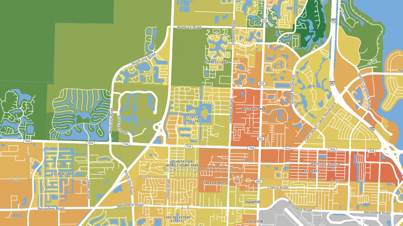 Century Village, West Palm Beach, FL block-group voter-turnout map