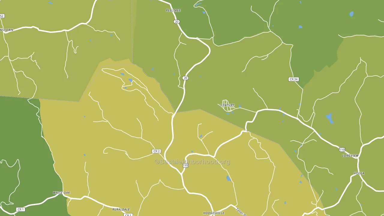 Century, WV block-group voter-turnout map