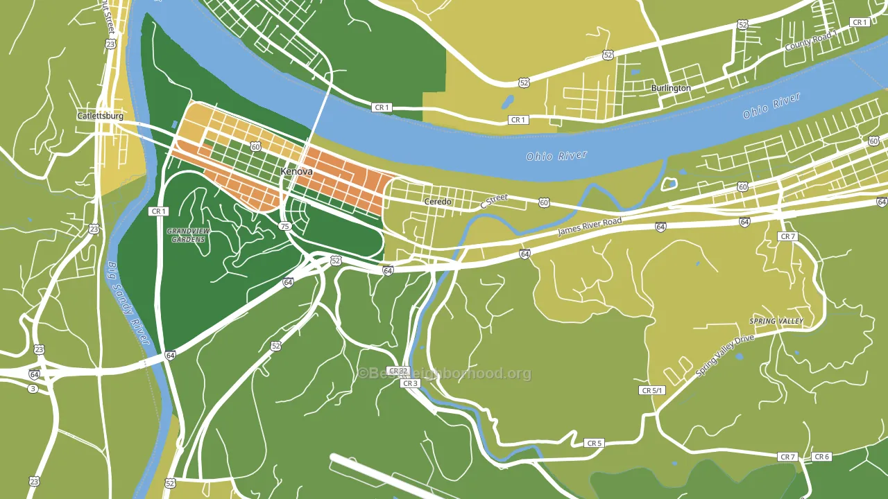 Ceredo, WV block-group voter-turnout map
