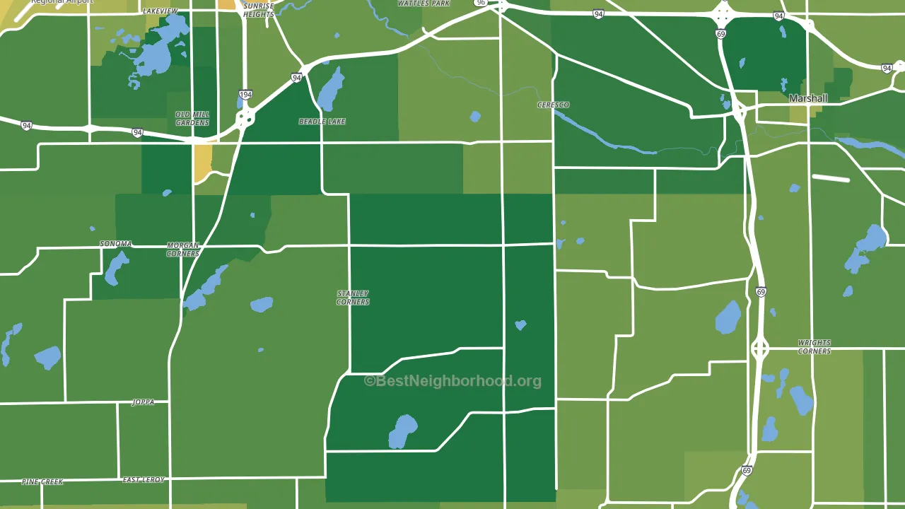 Ceresco, MI block-group voter-turnout map
