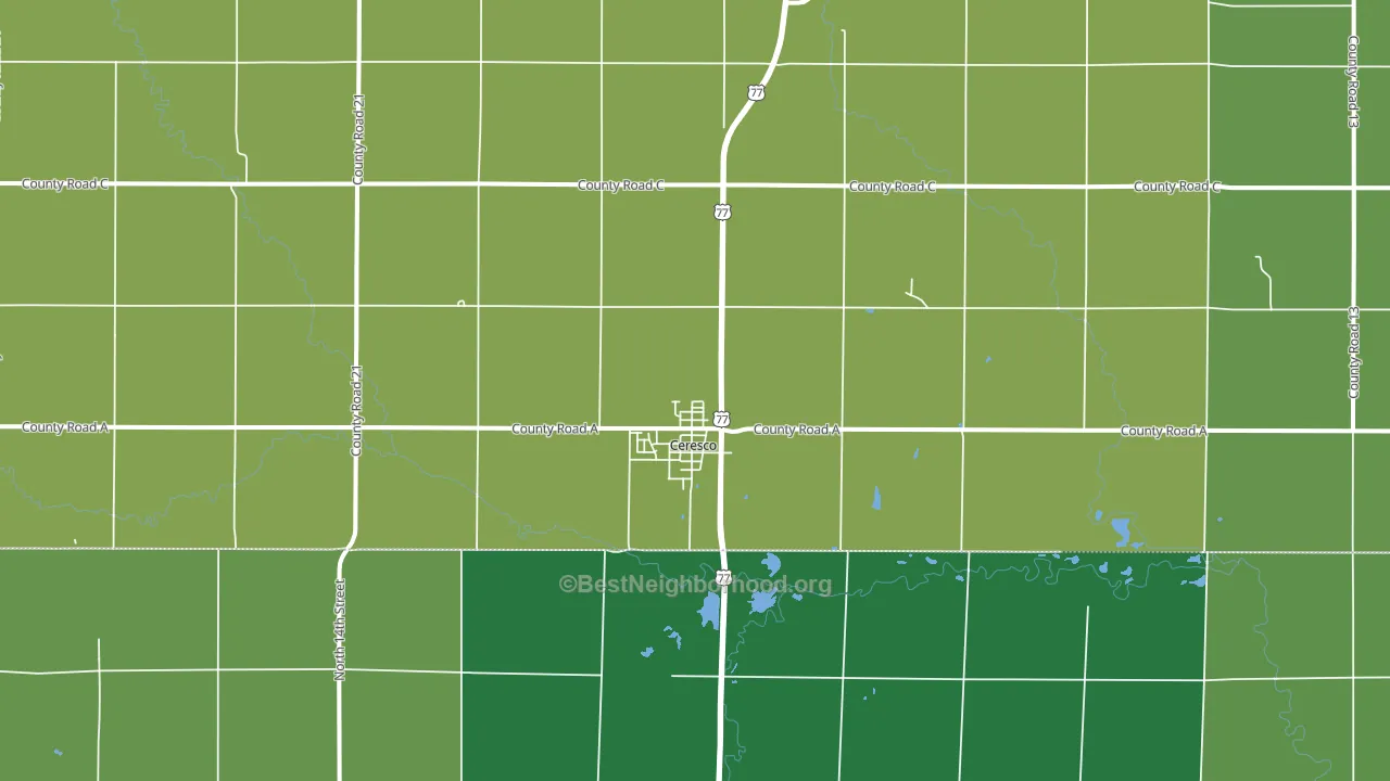 Ceresco, NE block-group voter-turnout map