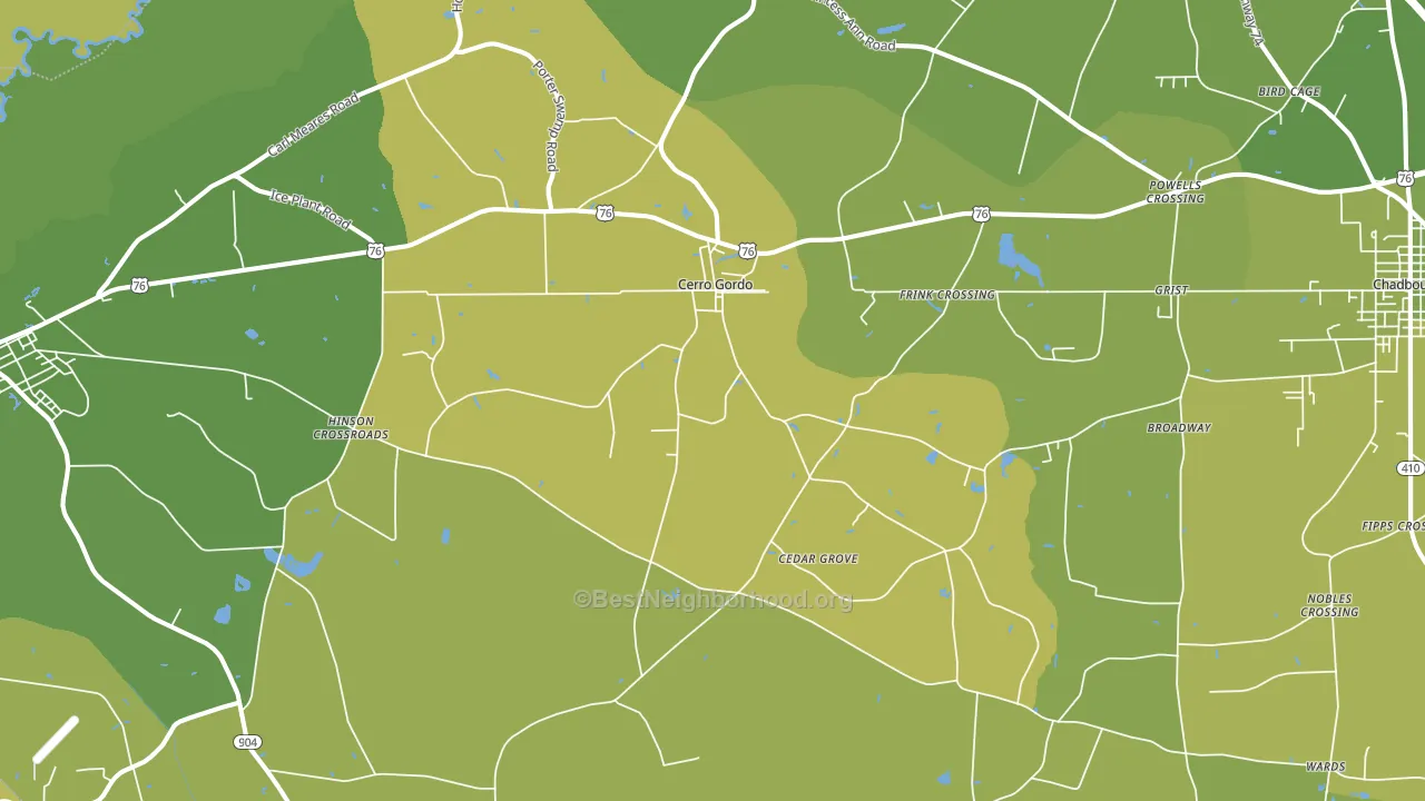 Cerro Gordo, NC block-group voter-turnout map
