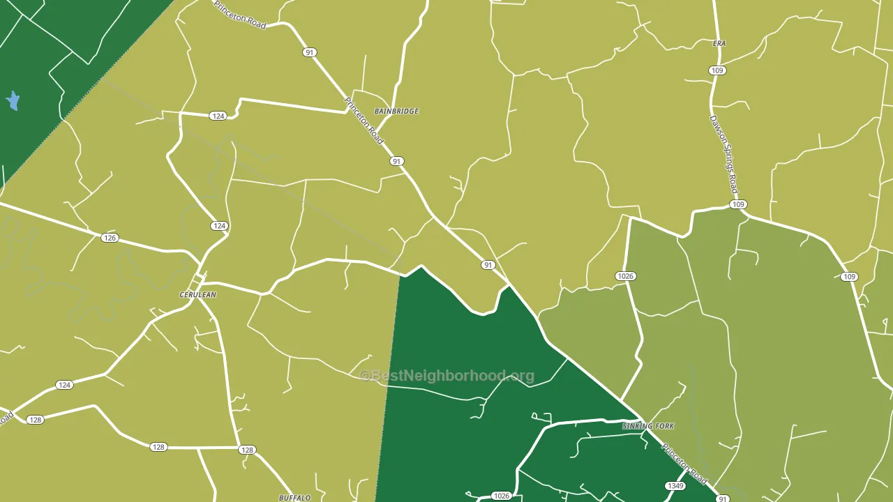Cerulean, KY block-group voter-turnout map