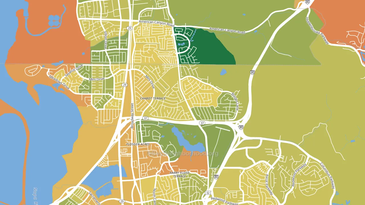 Chabot Terrace, Vallejo, CA block-group voter-turnout map