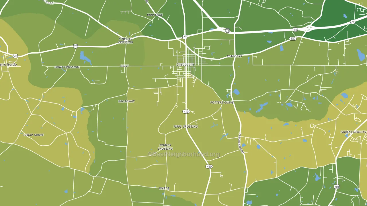 Chadbourn, NC block-group voter-turnout map