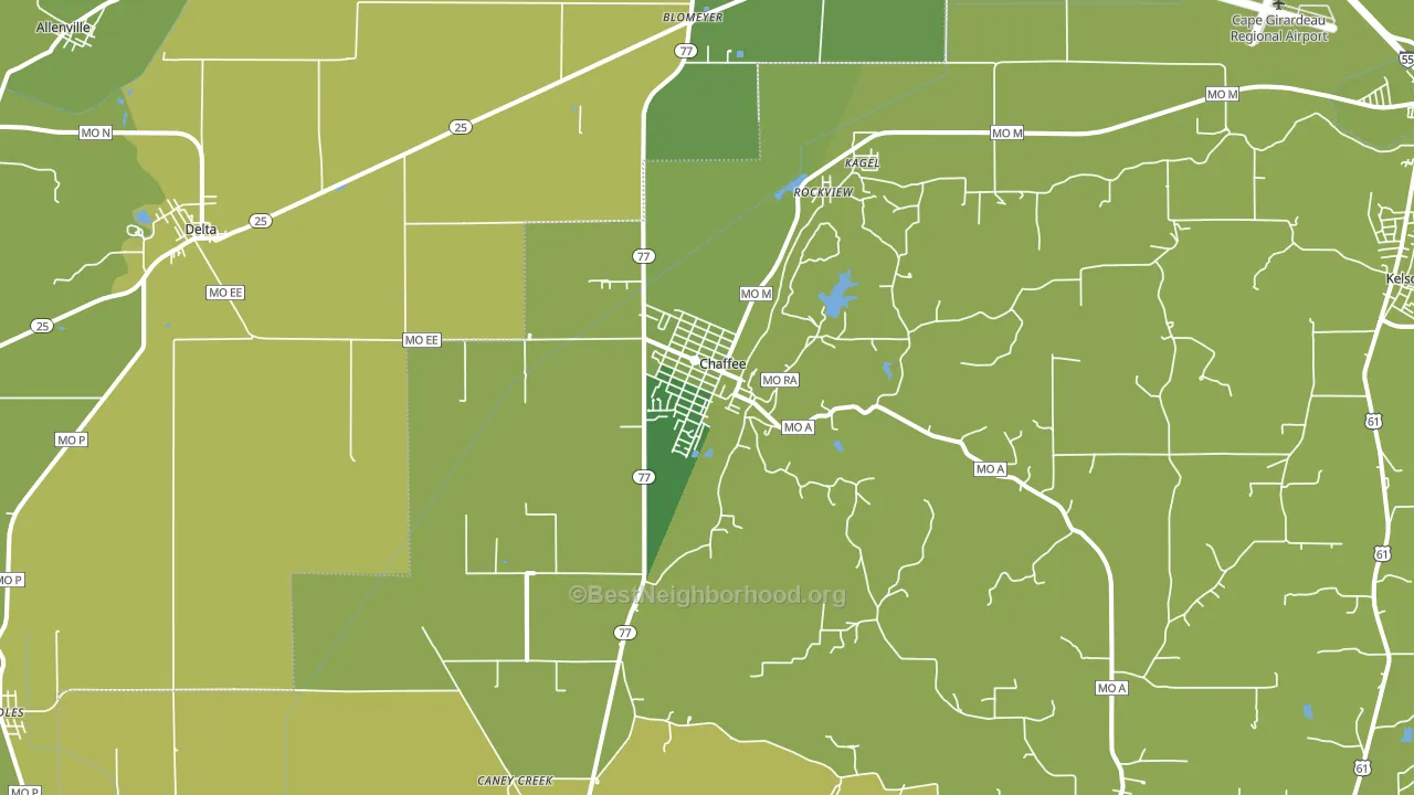 Chaffee, MO block-group voter-turnout map