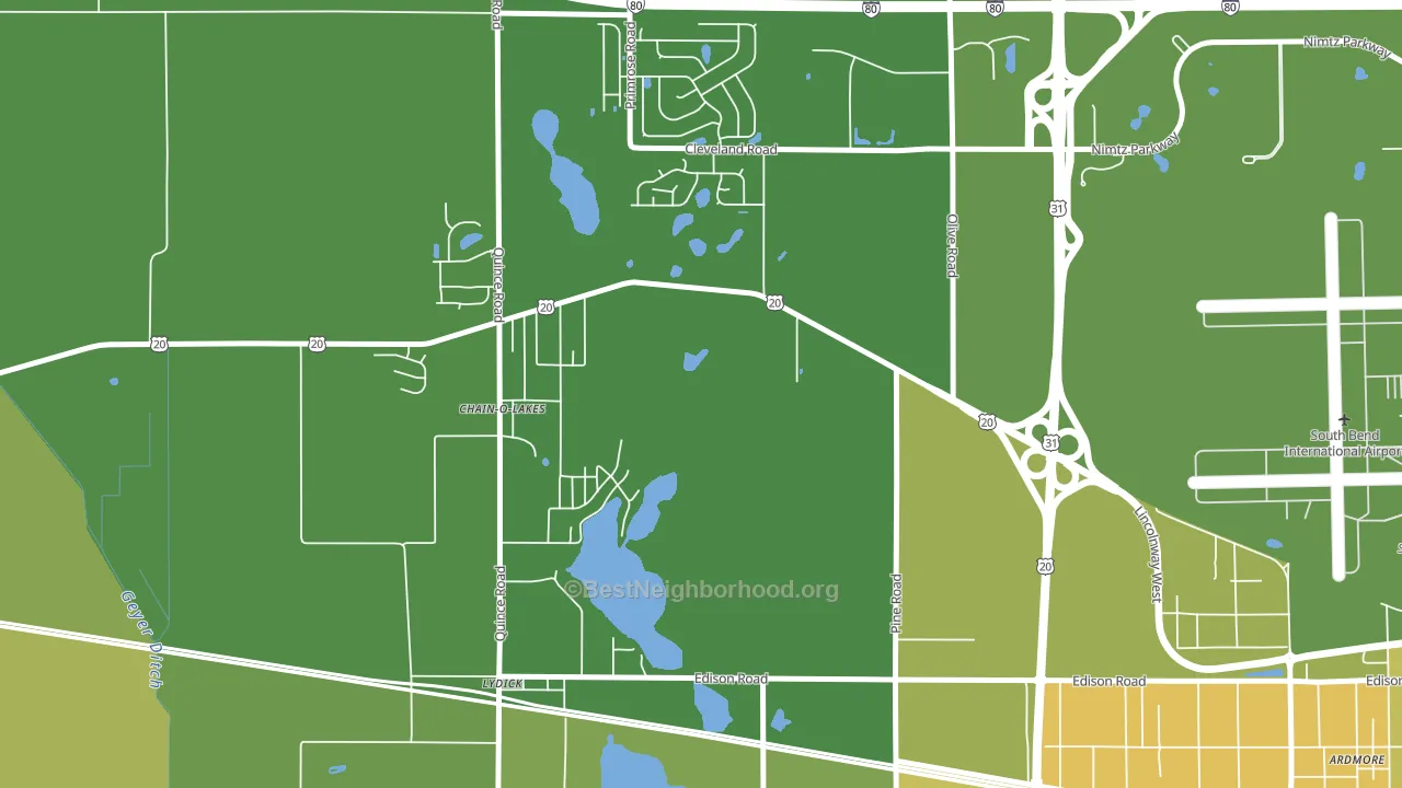 Chain-O-Lakes, IN block-group voter-turnout map