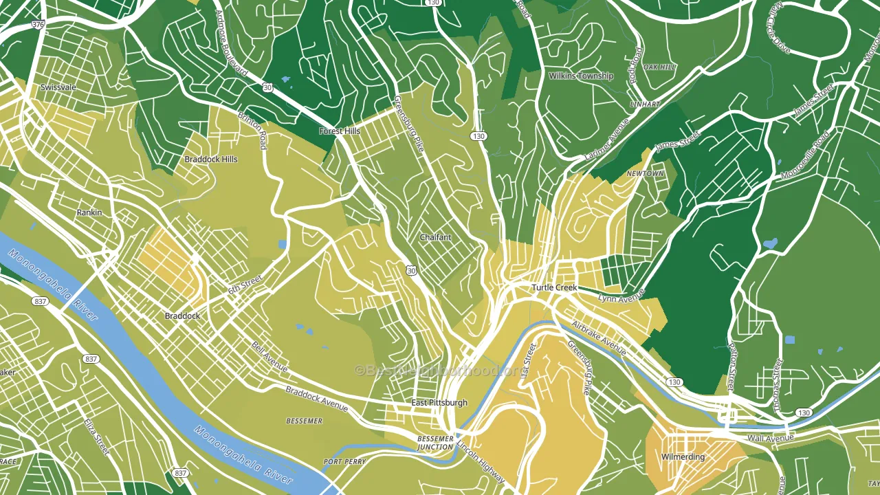 Chalfant, PA block-group voter-turnout map