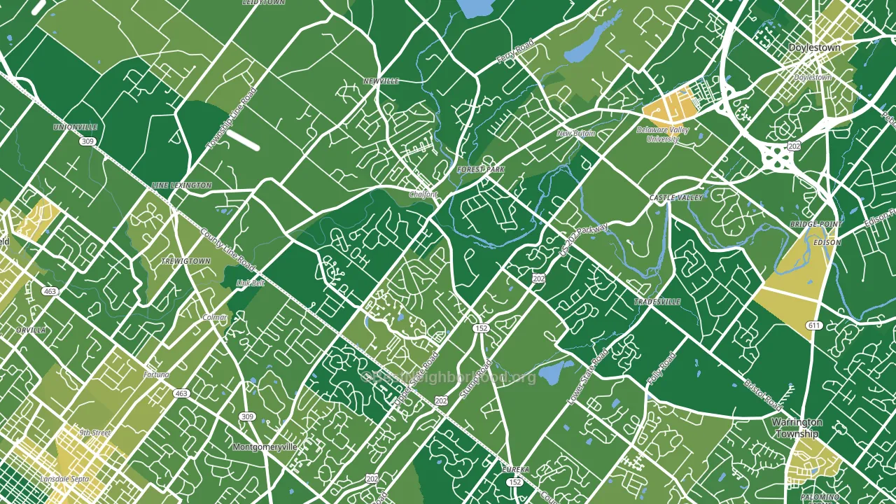 Chalfont, PA block-group voter-turnout map