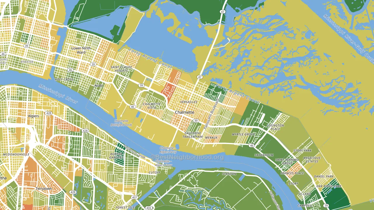 Chalmette, LA block-group voter-turnout map