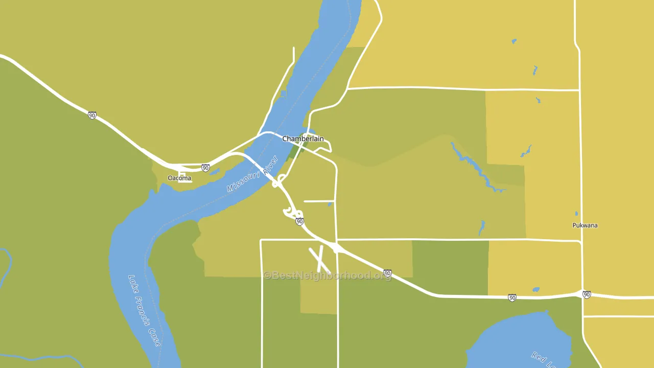 Chamberlain, SD block-group voter-turnout map