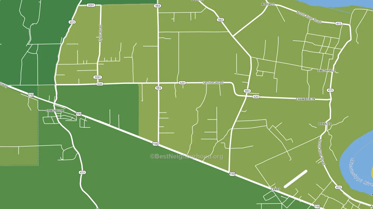 Chamberlin, LA block-group voter-turnout map