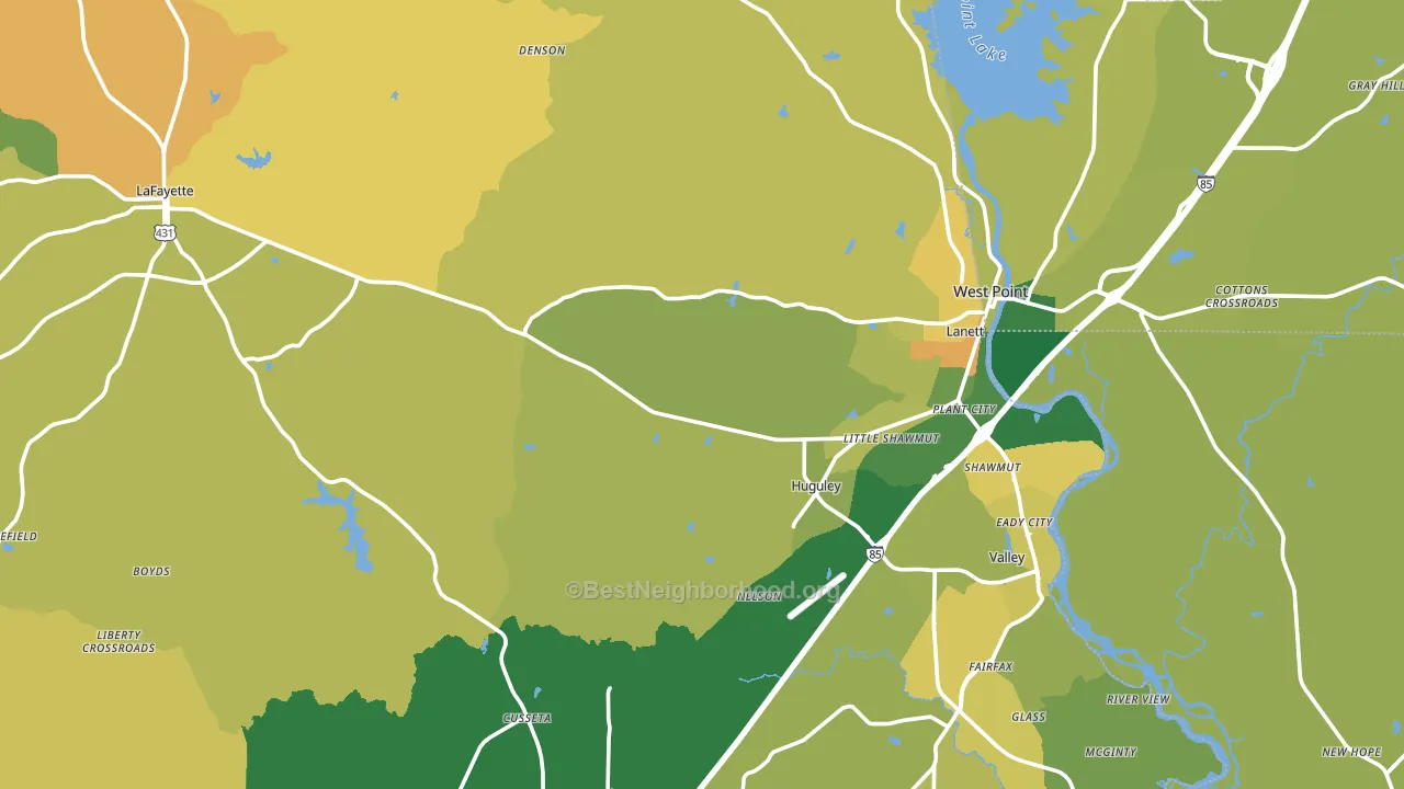 Chambers County, AL block-group voter-turnout map