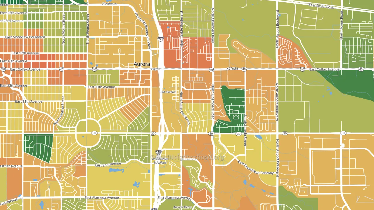Chambers Heights, Aurora, CO block-group voter-turnout map