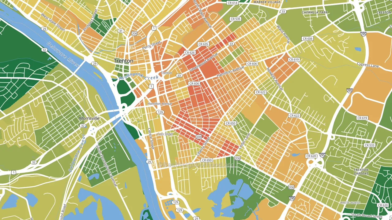 Chambersburg, Trenton, NJ block-group voter-turnout map