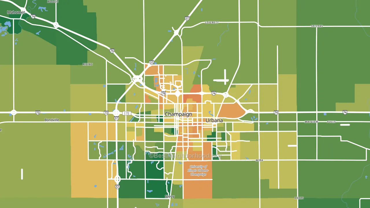 Champaign County, IL block-group voter-turnout map