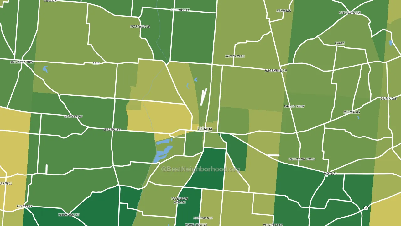 Champaign County, OH block-group voter-turnout map