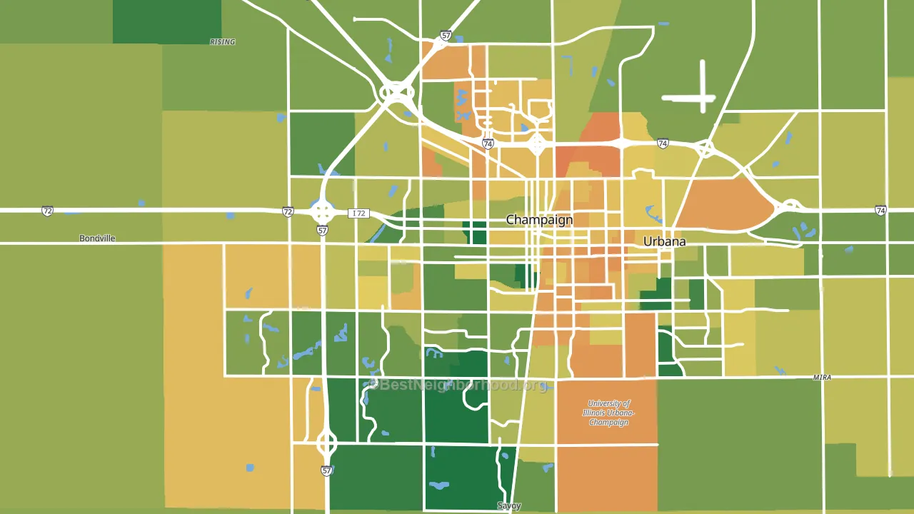 Champaign, IL block-group voter-turnout map