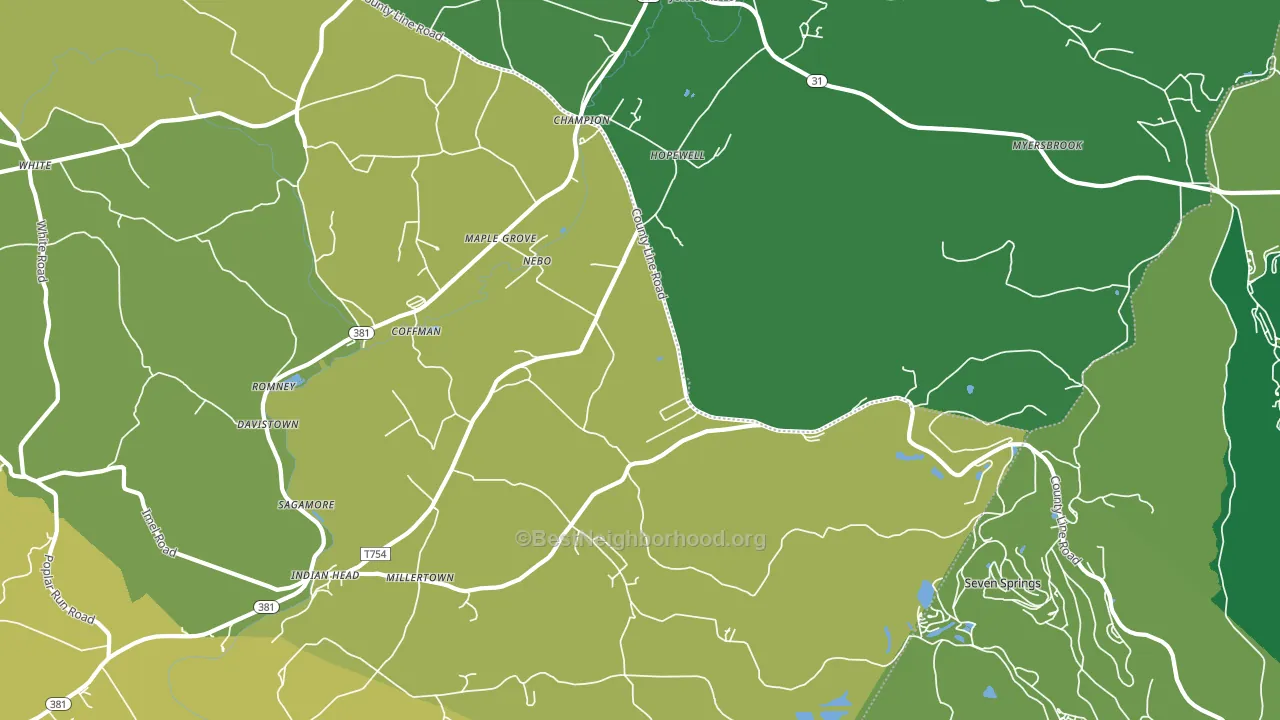 Champion, PA block-group voter-turnout map