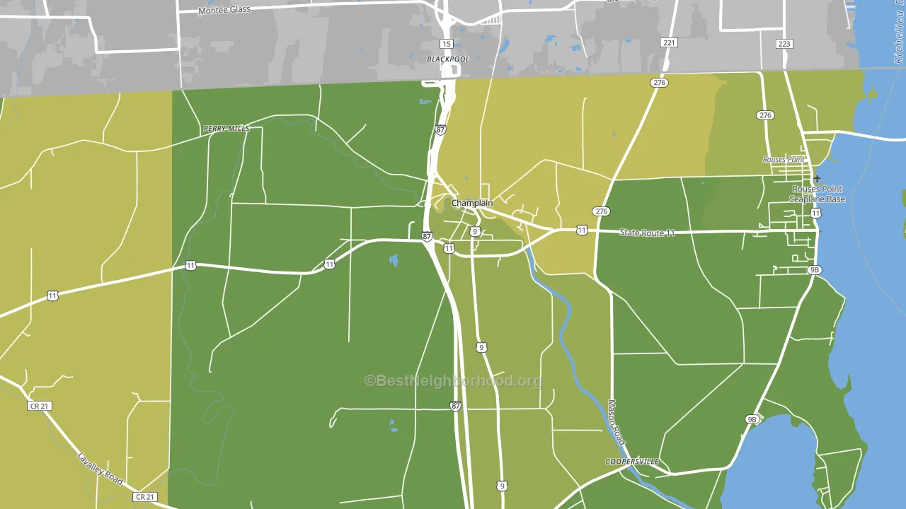 Champlain, NY block-group voter-turnout map