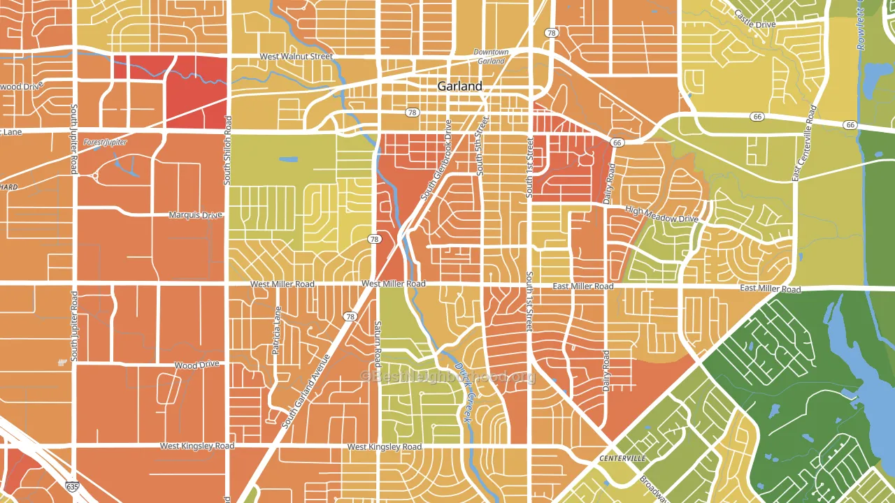 Chandler Heights, Garland, TX block-group voter-turnout map