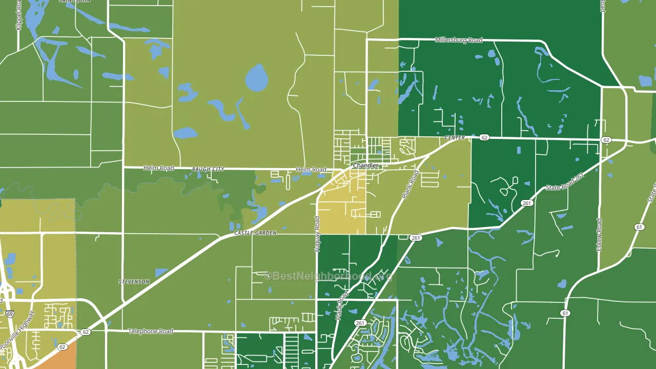 Chandler, IN block-group voter-turnout map
