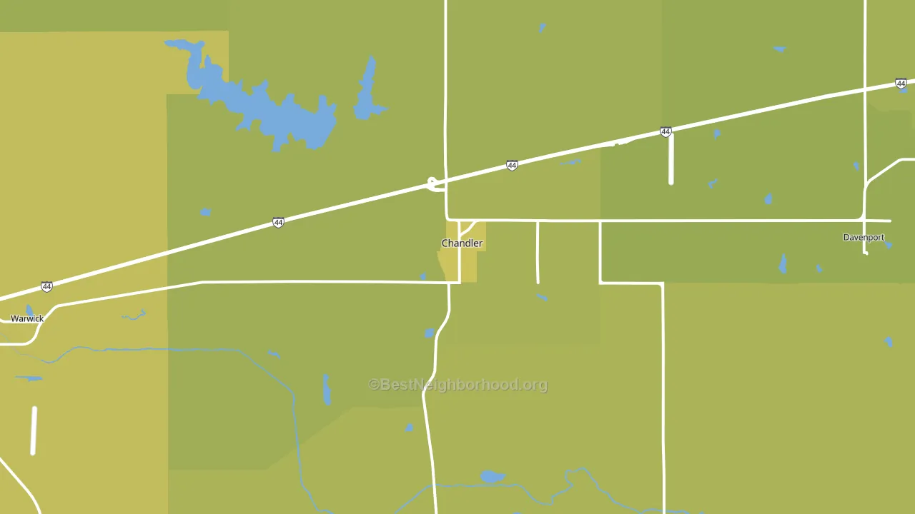 Chandler, OK block-group voter-turnout map