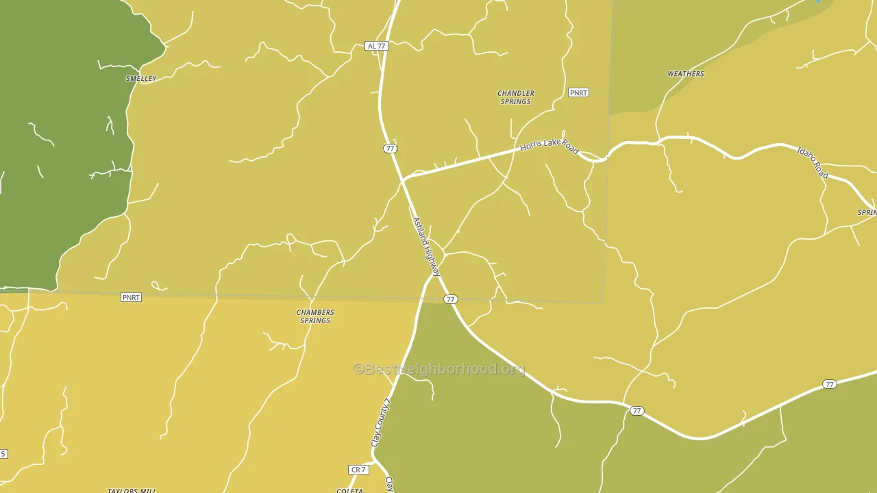 Chandler Springs, AL block-group voter-turnout map