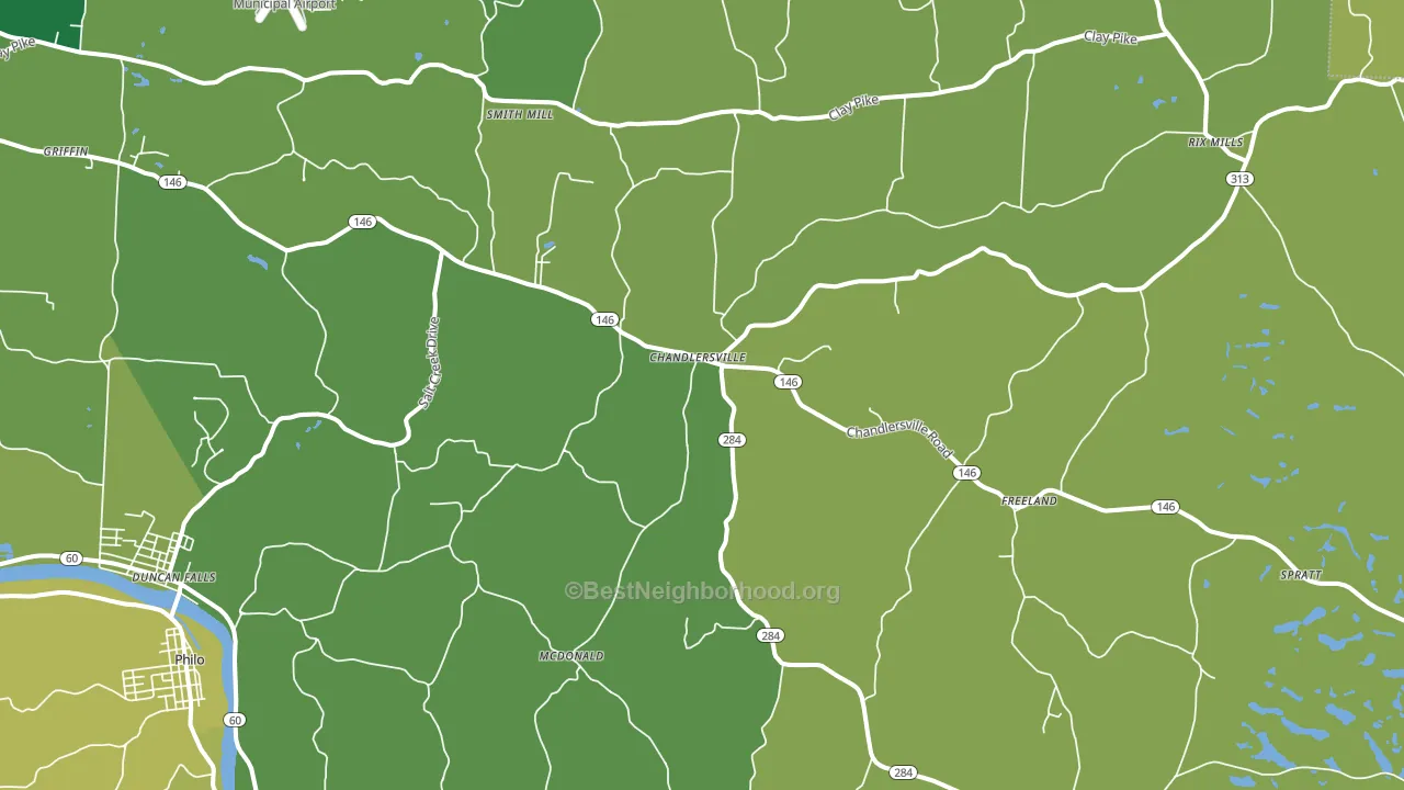 Chandlersville, OH block-group voter-turnout map