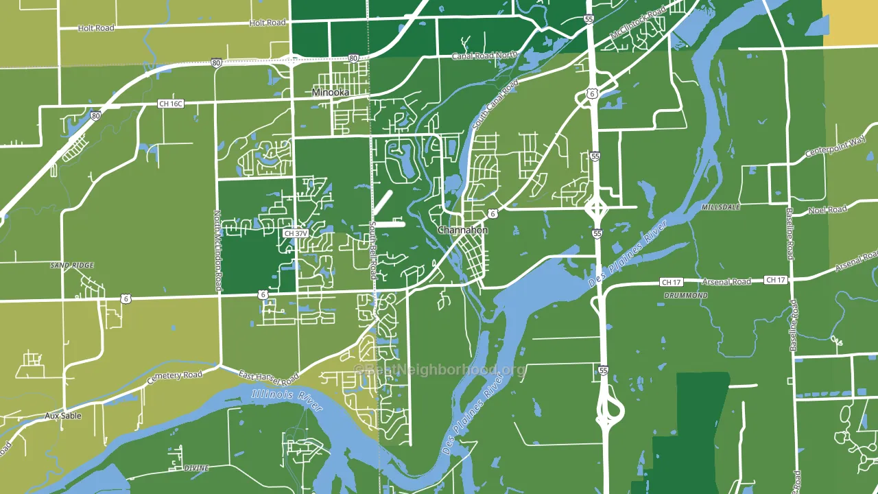 Channahon, IL block-group voter-turnout map