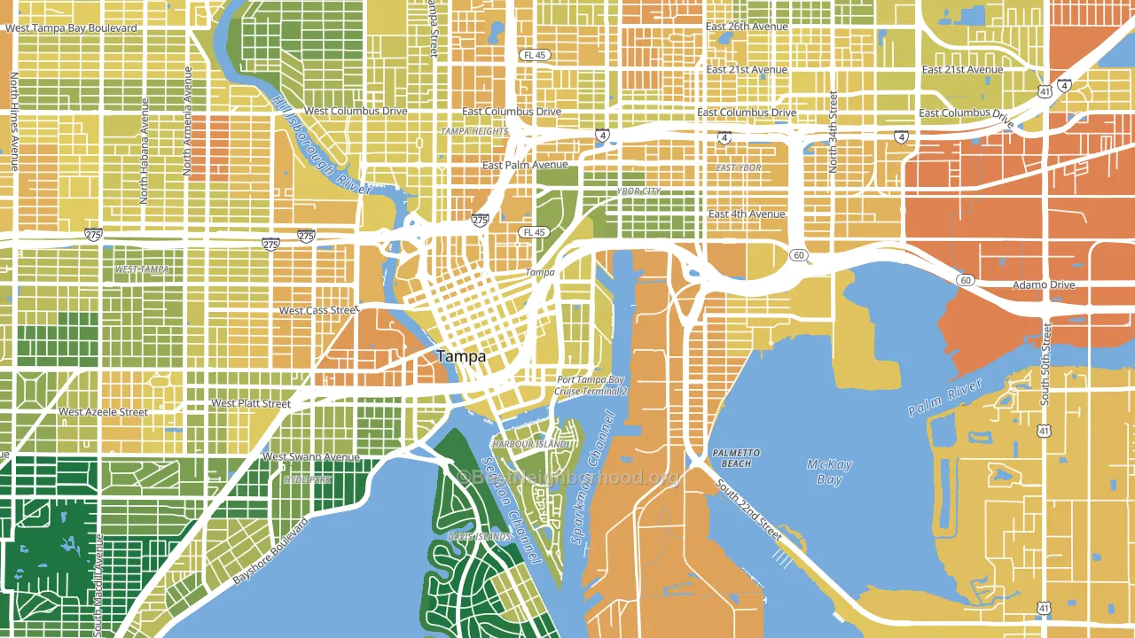 Channelside, Tampa, FL block-group voter-turnout map