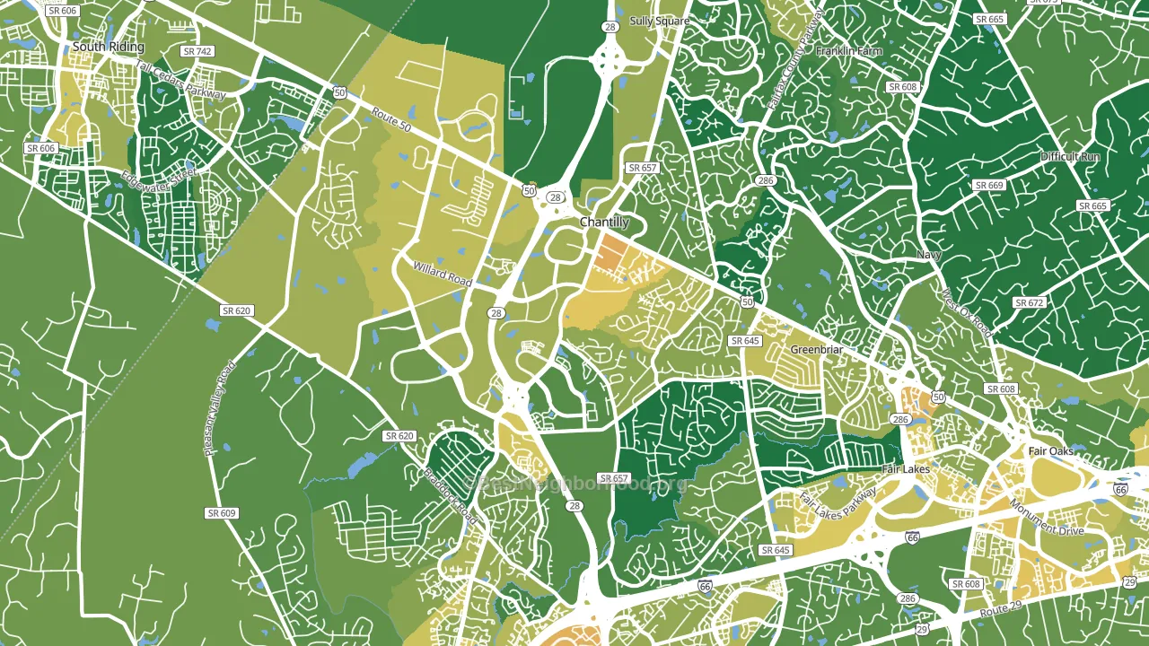 Chantilly, VA block-group voter-turnout map